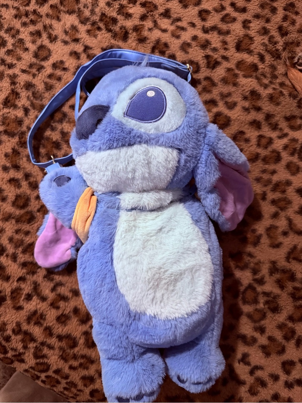 Plush Blue Stitch Character Crossbody Bag